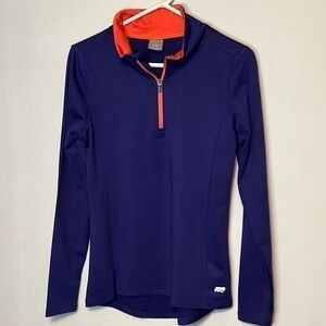 Marika Tek Athletic Pullover Women L Blue/Orange Polyester Blend Stretch 1/4 Zip
